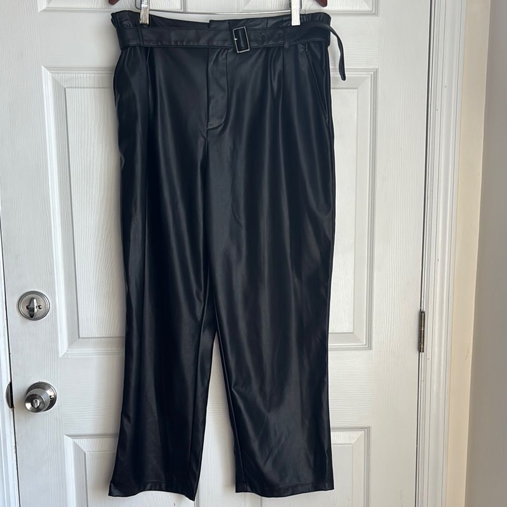 Who What Wear Plus Size Faux Leather pants with belt size 16